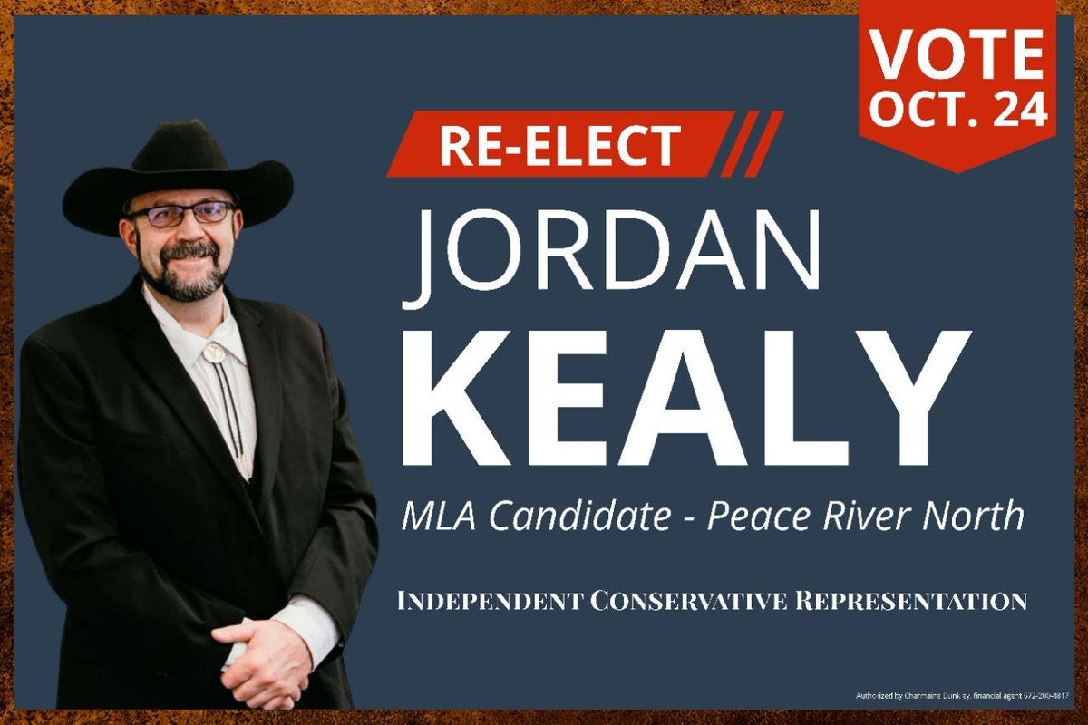 JordanKealyPRN's tweet photo. It's official, my candidate package just got approved and I am excited to run again to be your strong Independant voice for Peace River North!!!

My commitment is simple: put Peace River North first. Independence gives me the freedom to take Peace River North’s priorities to every ministry they concern. My Conservative values haven’t changed. 
I’ve worked with people across party lines when it serves this region, and I’ll continue to do so without compromising what I stand for.

Make government have transparency and accountability.

A new Taylor Bridge now.

Let’s restore strength and opportunity to our resource sector.

Defend property rights, repeal DRIPA.

Healthcare reform that works for the North.
Repeal the HPOA.

Public safety and justice. Peace River North deserves safe communities.

Protect agriculture and water. Our farmland is a blessing that must be protected.

Fair benefits from energy projects. Peace River North produces a huge share of British Columbia’s energy. We deserve a fair return.

Defend seniors and people with disabilities. Seniors and people with disabilities must be able to live with dignity.

End ICBC’s no-fault system.

End SOGI in the curriculum. The way SOGI is being imposed through the public school system needs to stop.

No new taxes. No increases to taxes. Lets start lowering taxes and make life more affordable.

Since becoming an Independent in March 2025, I have spoken 171 times on the official record, in Question Period, debates, ministry estimates, statements, bills and other proceedings bringing the North’s priorities directly to the Legislature.
I have challenged efforts to move important discussions behind closed doors and called for greater transparency, accountability and public scrutiny. 
I have stood by what I believe is right for Peace River North, even when it meant standing apart from a party.
I am running for re-election as an Independent because this riding deserves a voice that answers to its people, not a party!
I figured out first hand that the parties don't care for any riding outside the lowermainland and will just whip their candidate to do what the beauracracy tells them to do.
Review my record in the House and see the issues I have raised on my website and YouTube channel.
https://t.co/5KmBtzNaq5

VOTE JORDAN KEALY 
Thank-you