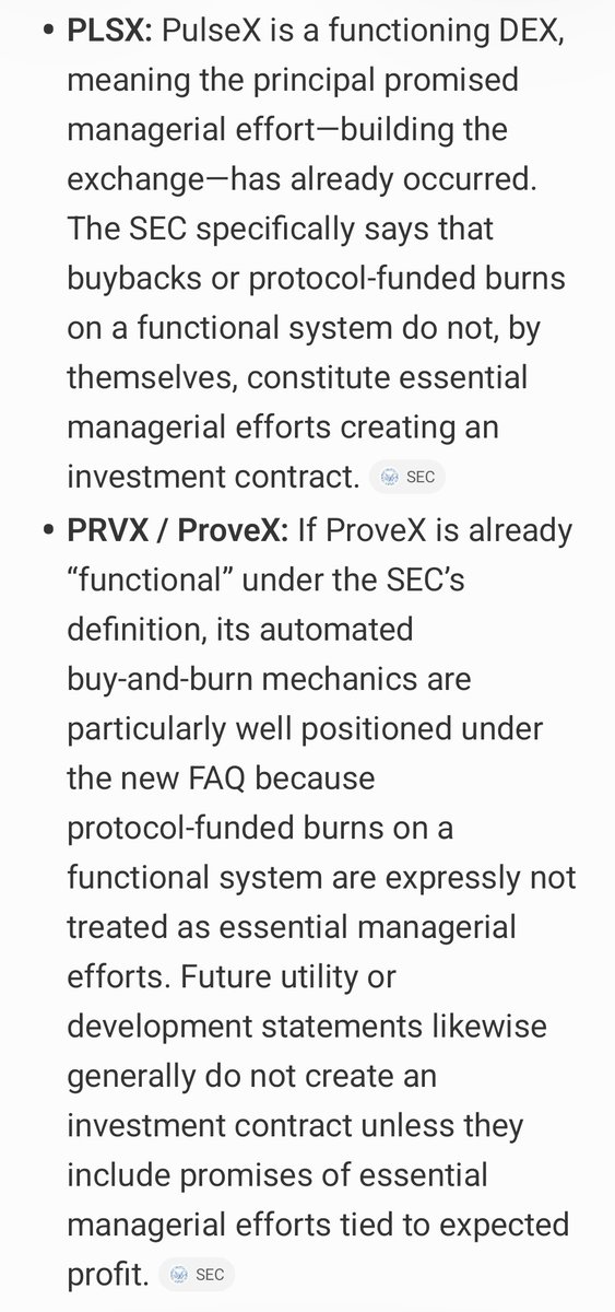 NuclearHerbs's tweet photo. Specifically for our community. I asked AI to analyze Hex, PulseChain, PulseX, and ProveX under this new SEC guidance. 

And to all of you who've been publicly claiming that Richard abandoned us? Well, your statements might have helped the legal position of the tokens. So thank you!