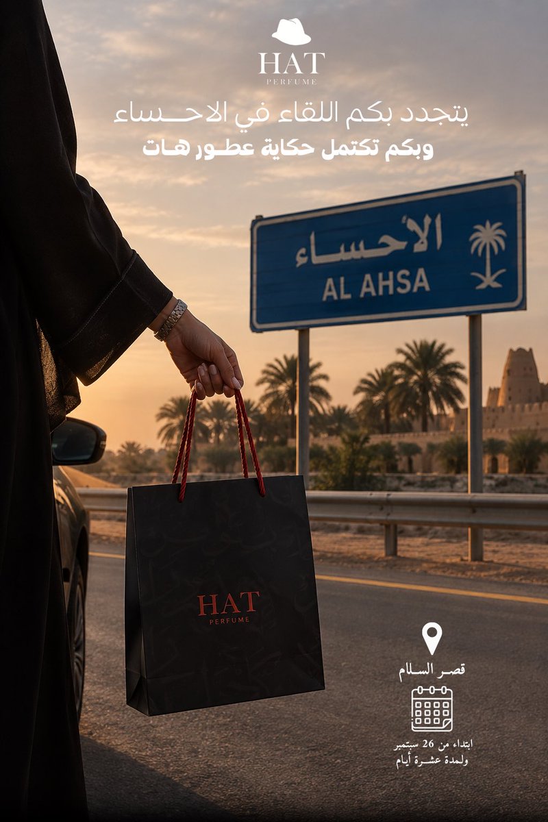 hatperfume's tweet photo. للمرة الرابعة يتجدّد بكم اللقاء يا أهل الأحساء

نلتقيكم غدًا في معرض العود الأزرق والعطور
 بـ أنتظار حضوركم ونسعد بلقائكم من جديد ♥️. 

#عطور_هات_بمعرض_الأحساء https://t.co/vvfNssS51t