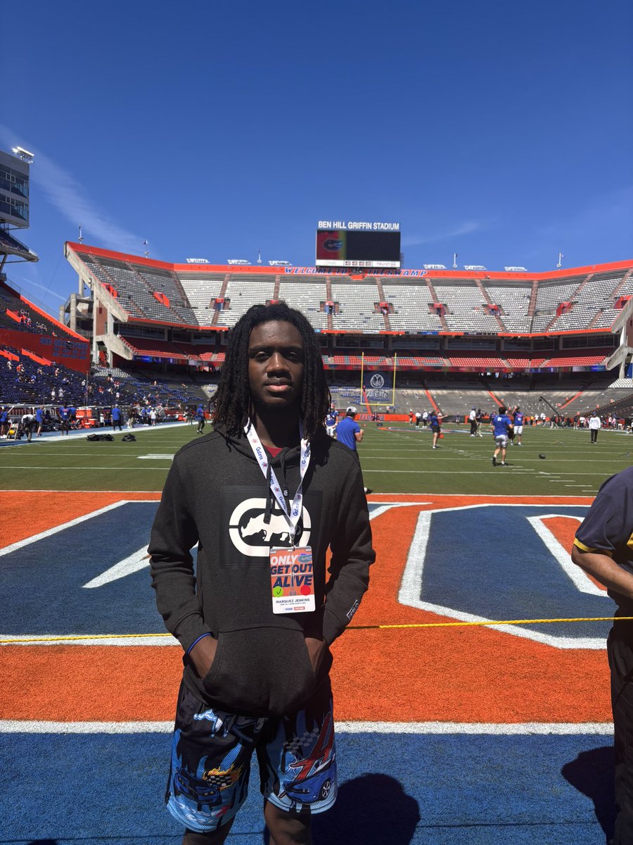 reidteatsorth's tweet photo. CO ‘29 6’4” 205 DE/OLB Marquez Jenkins (@jen71223) checking out @GatorsFB vs @OleMissFB today in the swamp! 

🐊🐊🐊 https://t.co/ouXlq6CMB2