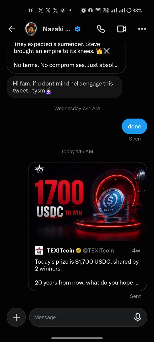 VynorxX's tweet photo. Done all task

20 years from now, I hope crypto is known for giving people more freedom, financial opportunities, and full control over their own money. I hope it becomes a trusted part of everyday life, making payments and financial access easier for everyone.

thanks you @TEXITcoin