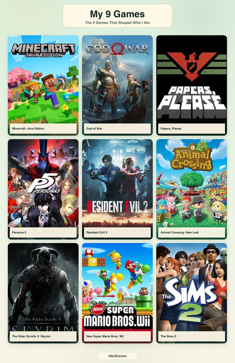 _celestialss's tweet photo. me &amp; the 9 games that shaped me 🎮 https://t.co/vOnceKULme