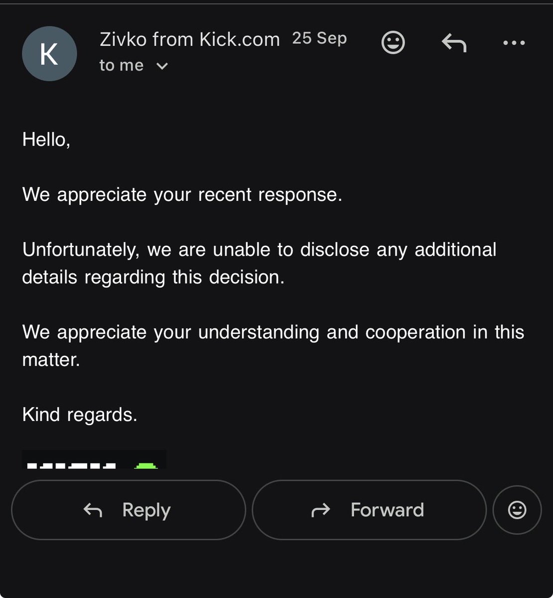 chargeyyvip's tweet photo. LMAOOO YOU CANNOT MAKE THIS UP. 

JUST 24 HOURS AFTER POSTING ABOUT ADIN, MY PARTNERED KICK WAS BANNED THAT HASNT BEEN TOUCHED SINCE JUNE FOR NO REASON 🤣. 

@Kick_Champ @kicksupport @kick fix this immediately or my lawyers will. https://t.co/tgOSxlXkf2