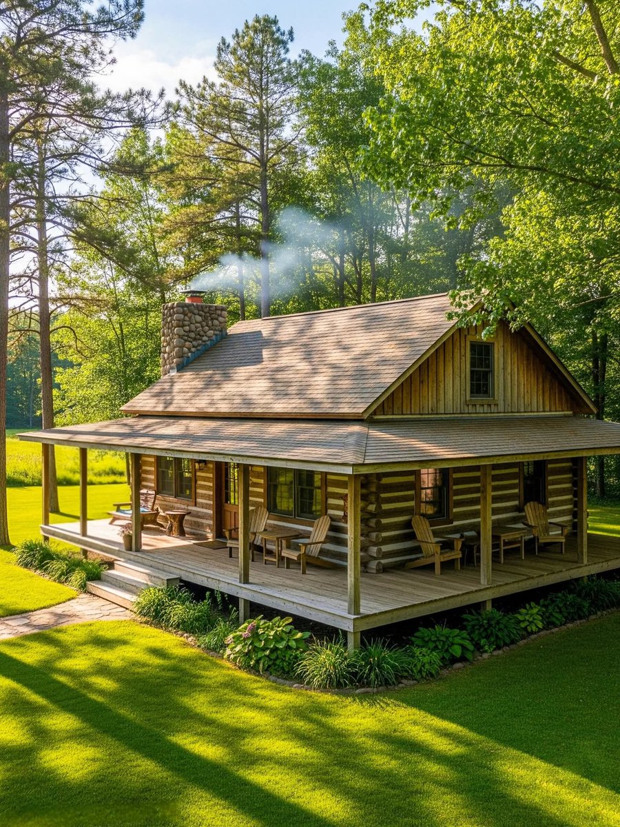 cabinsmountain's tweet photo. Maybe the real luxury is waking up somewhere quiet, drinking your coffee on the porch, and having nothing around you but trees, fresh air, and the sound of running water. https://t.co/UhCV5JUV71