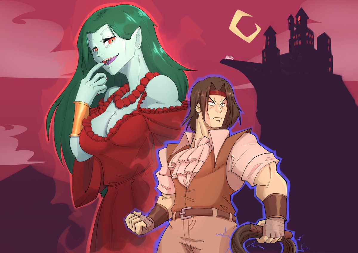 AbobraSpooky's tweet photo. It’s Castlevania’s anniversary, and while I haven’t created much new art for it recently, I’m going to repost some of my older pieces to celebrate the franchise. It opened so many doors for me regarding commissioned work; if it weren't for those early commissions, I wouldn't be illustrating for RPG books today.