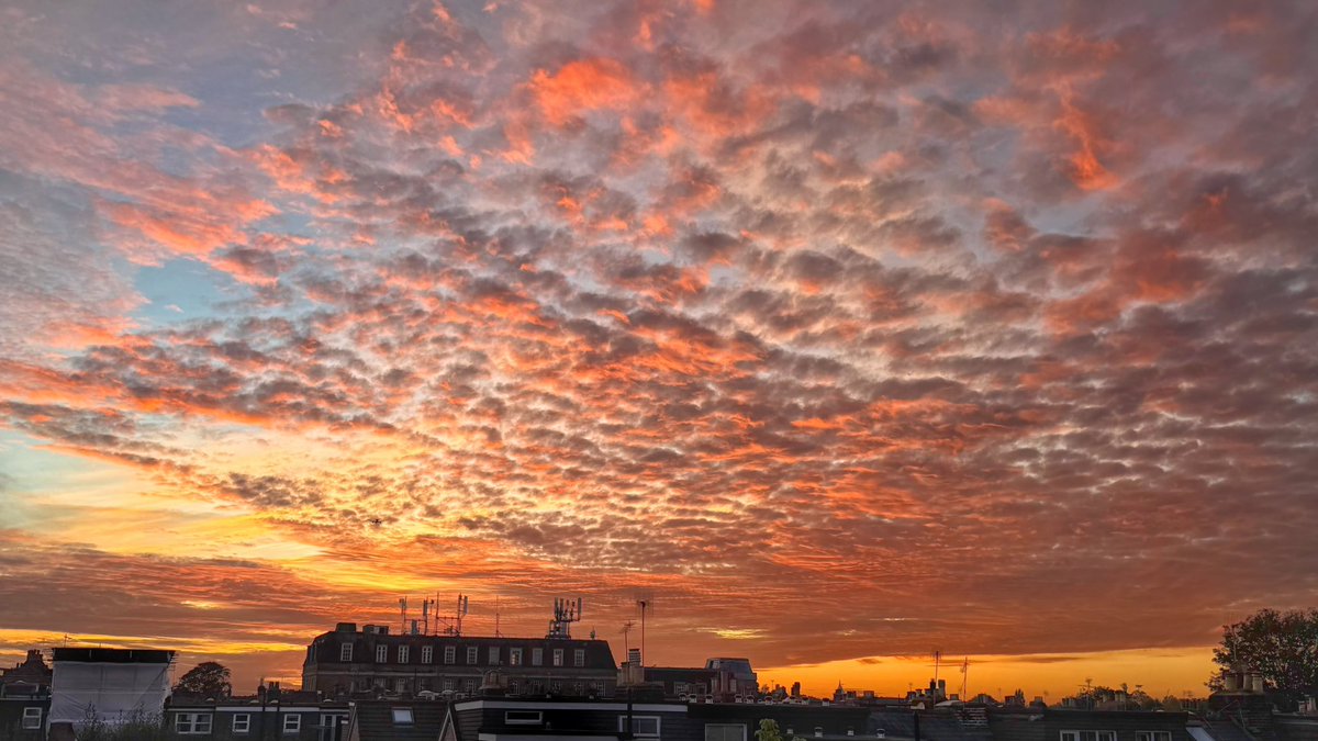 Mandsby's tweet photo. Wow red sky London 🔥🔥🔥#WeatherUpdate #clouds #london #stormhour #redsky https://t.co/57ZBCkRziF