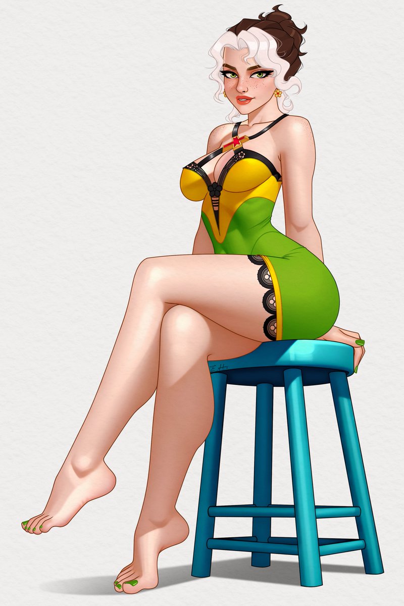 E__H__Art's tweet photo. Slumber Sugah Rogue from Marvel Rivals pinup commission. #Rogue #Xmen #MarvelRivals #Marvel #Art #Pinup #Illustration #Commission https://t.co/po3KYJykDd
