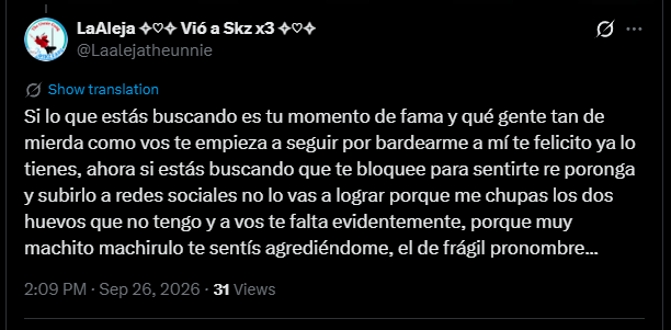 chwesngmn8's tweet photo. @Laalejatheunnie + sin contar lo misogino q es reducir a una persona como "machito machirulo" con estereotipos de genero sobre la masculinidad xddd pero bueno, volviendo al tema, me dio sueño, chau https://t.co/rkyiUPYiAa