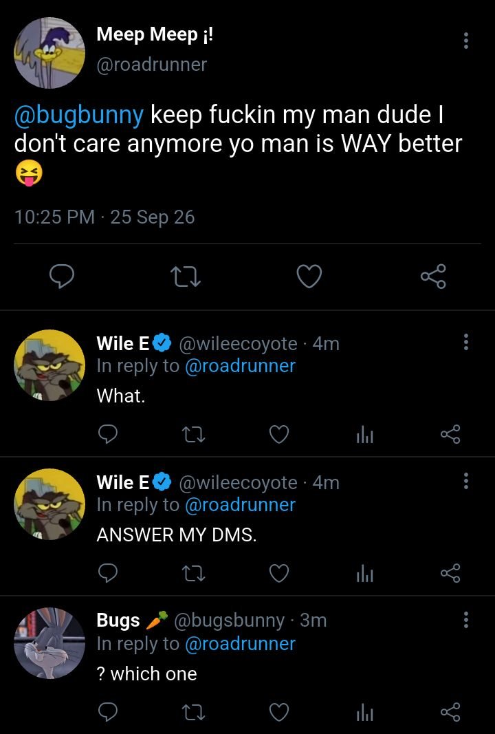 maychii_mo's tweet photo. Twinote you are forever my goat #daffroad #wileecoyote #bugsbunny (#wilebugs?) #looneytunes 
Prob out of character idc https://t.co/d5Vhk1EMBX