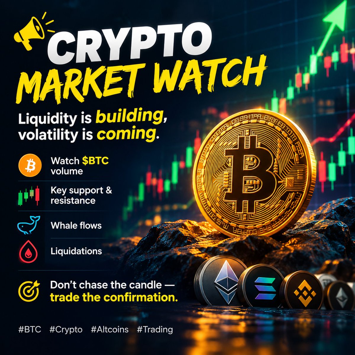 weiling345's tweet photo. 🚨 Crypto Market Watch

Liquidity is building, volatility is coming. Watch $BTC volume, key support/resistance, whale flows &amp; liquidations.

Don’t chase the candle—trade the confirmation. 📊🔥

#BTC #Crypto #Altcoins #Trading https://t.co/s4tdc5NG4y
