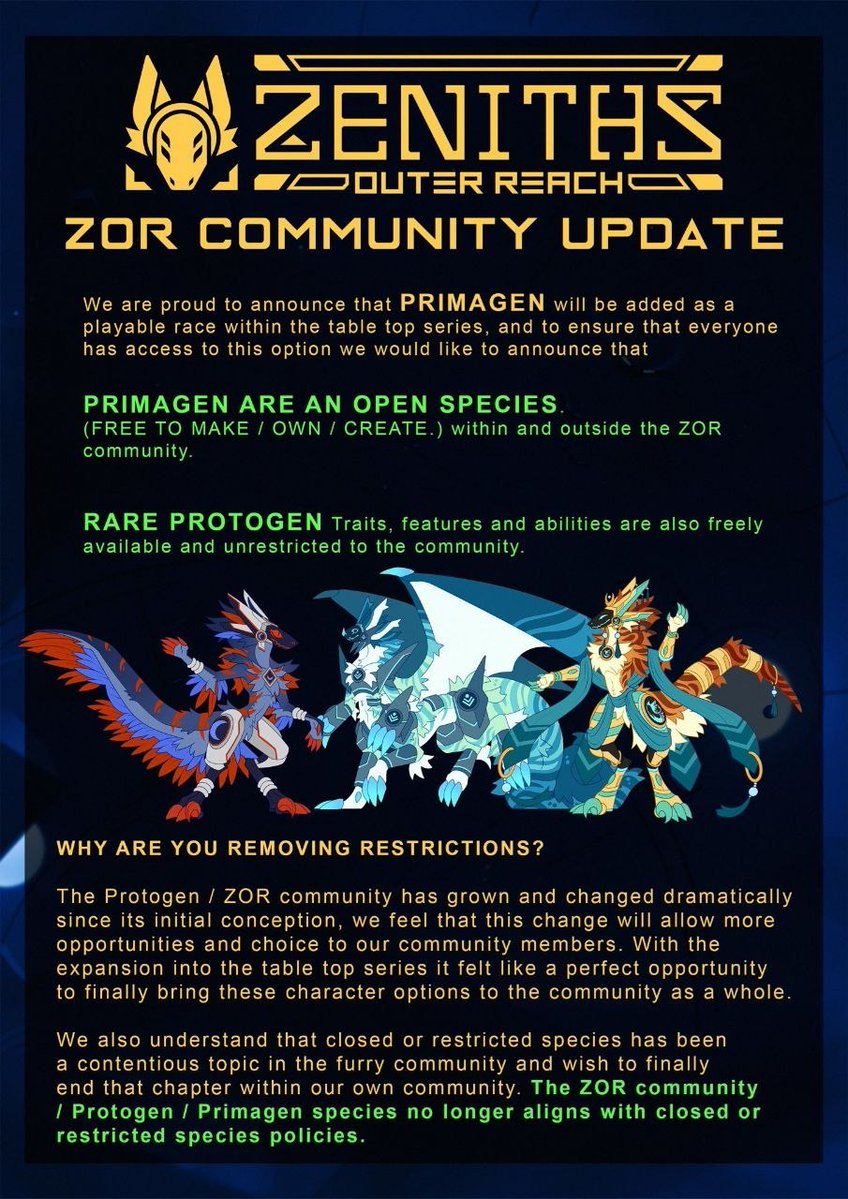FurryTMZ's tweet photo. 🆕 TOASTED: 'Closed Species' status for Primagen and Rare Protogens DROPPED! https://t.co/mHcakFlMgw