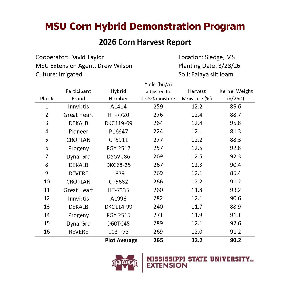 MStateCorn's tweet photo. Areas of the north Delta corn crop were due after being wrecked by greensnap last year, and it definitely came through. 

This outstanding hybrid plot was grown with irrigation by David Taylor near Sledge.

Thanks to David, eight participating seed companies and all involved. 🌽 https://t.co/3Ypg7TfOrL