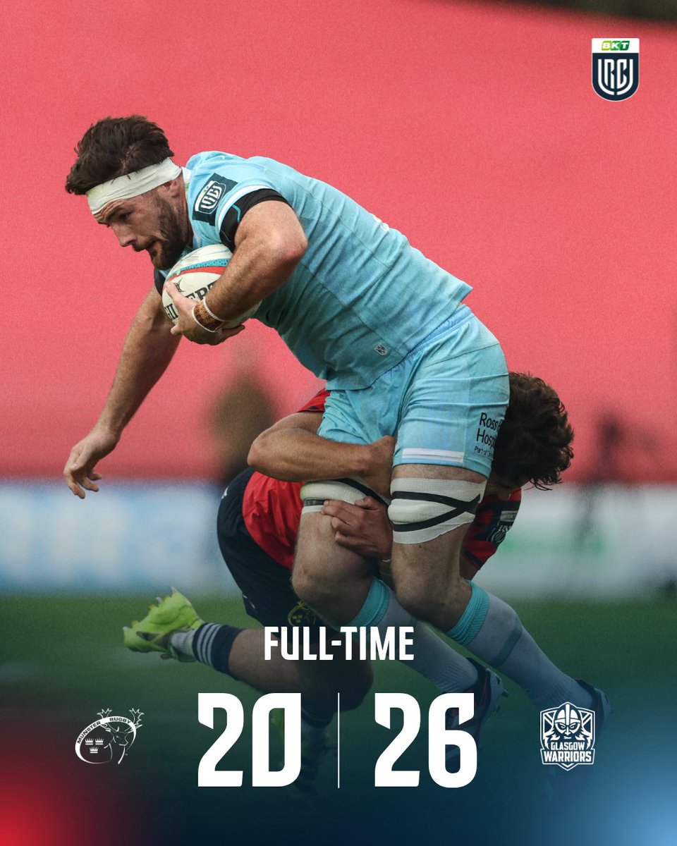 URCOfficial's tweet photo. Glasgow Warriors win at Thomond Park 👀

Victory on the road to kick off their season 👏

#BKTURC #URC | #MUNvGLA https://t.co/Mc8JRpXDYG