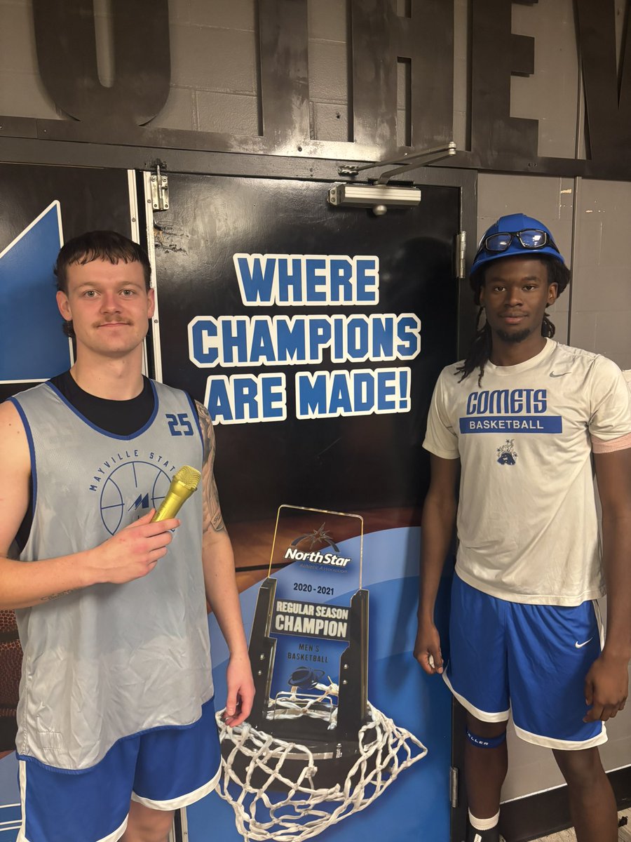 MSUCometsMBB's tweet photo. Starting a new tradition with our weekly awards! These guys definitely earned it! The Gold Mic goes to our guy with a constant voice of communication, while the Hard Hat goes to the guy bringing the work every single rep! #GDTBAC #TheVille https://t.co/mCxJkutUP5