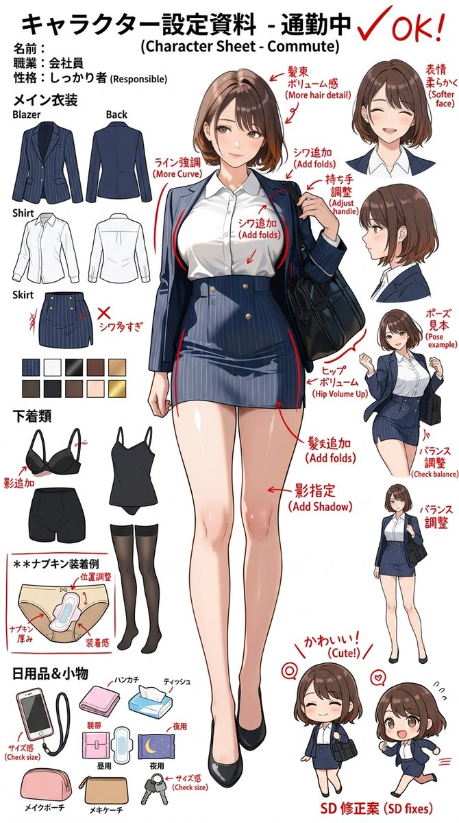 illust_gallery's tweet photo. キャラは「見えない部分」まで決めると生きてきます。
今日の子の衣装分解&amp;表情差分シートです。

高画質版・過去の資料はこちらに揃えています
https://t.co/vGlitDjXSa

#AIイラスト #設定資料 #キャラデザ #AIart

📖 彼女たちの日常ストーリーを毎日配信中(無料)
https://t.co/j9fnLOfoon https://t.co/HXKJ1OSS8s