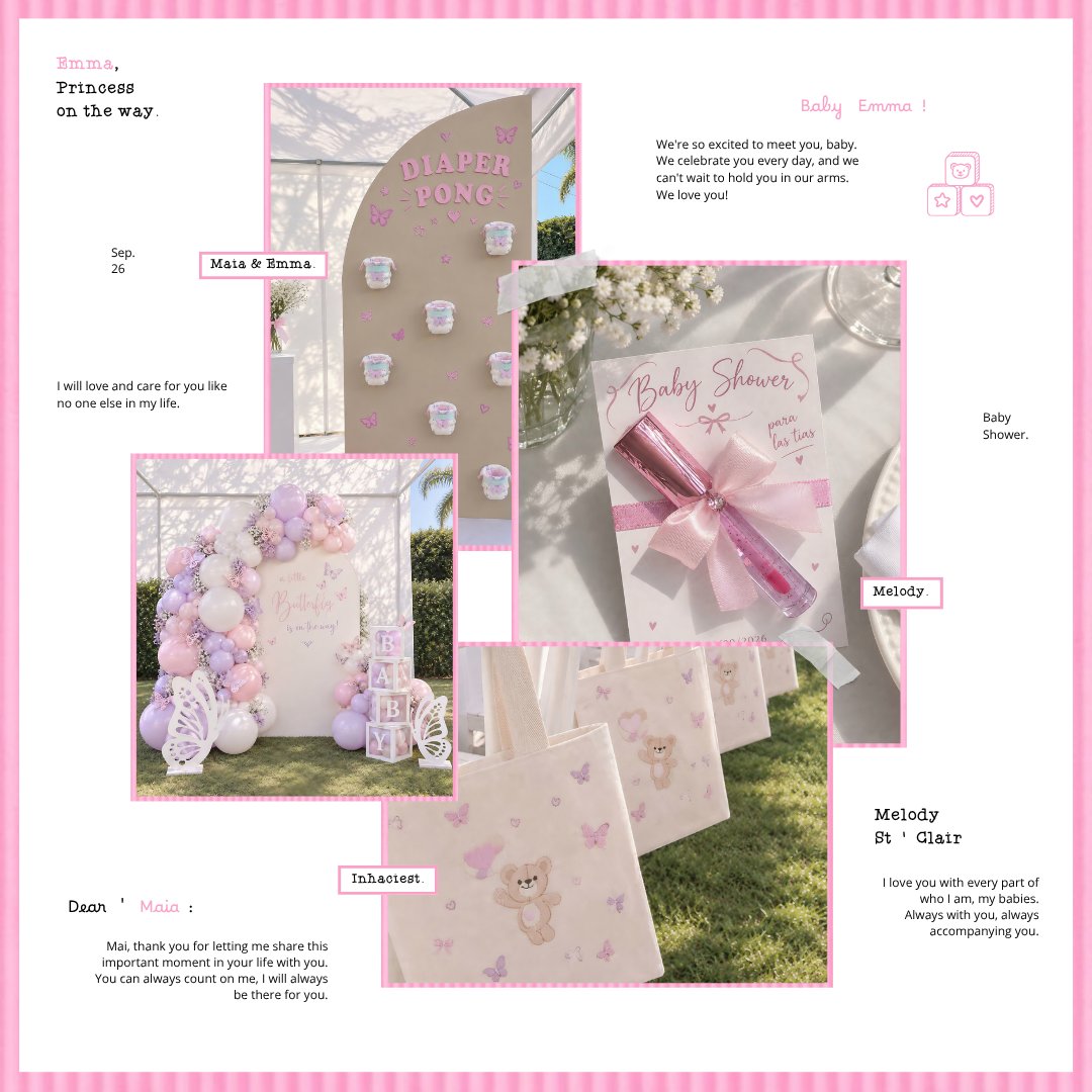 inhaciest's tweet photo. . .  🌸   '    #BabyShower    :    Emma  (  &amp;  )   Maia.
ㅤ
Thank you for letting me be a part of this important moment in your life, Mai. I promise I will take care of Emma and love her with all my heart. Always by your side, my babies. ✰ https://t.co/nR8TJhapiw