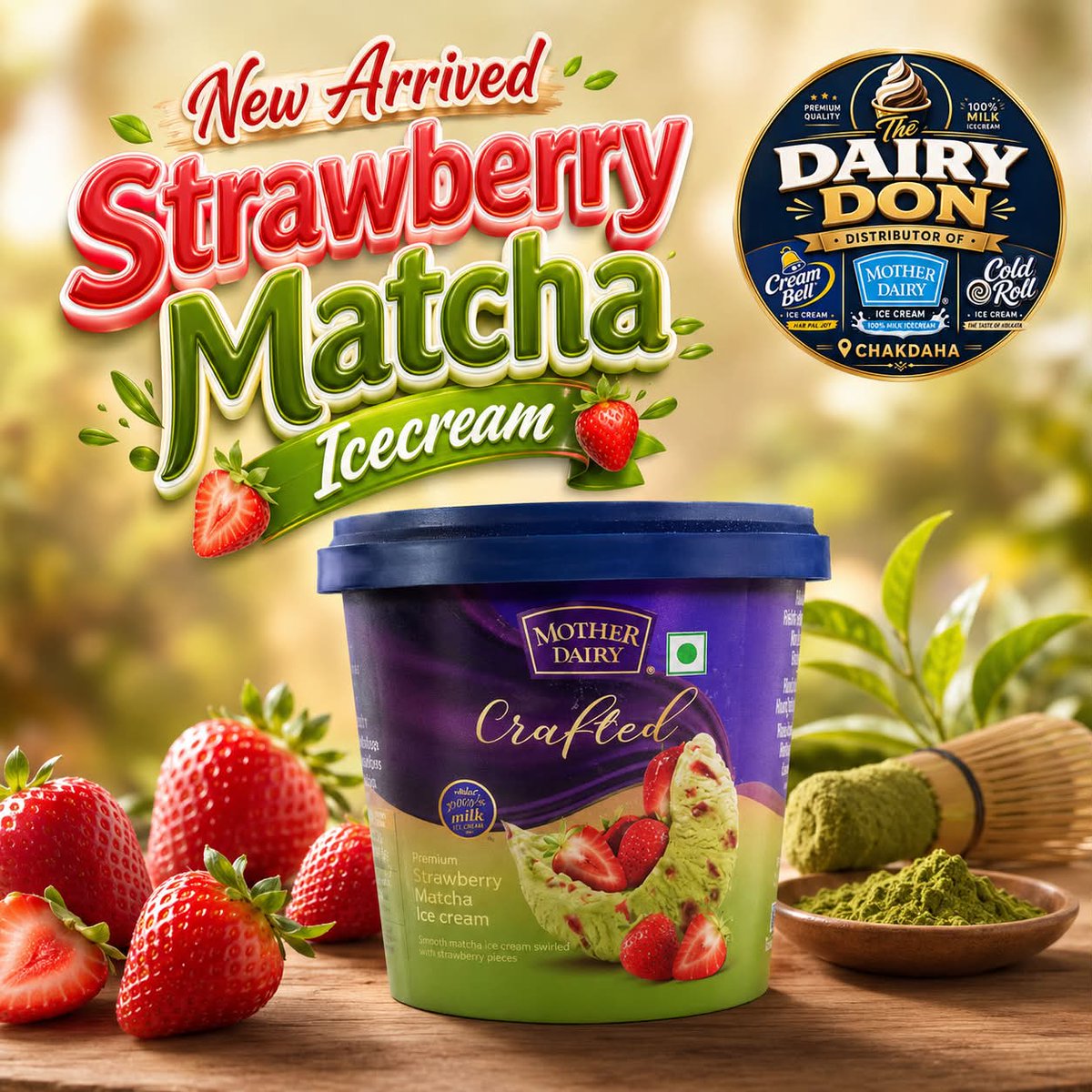 michaelriveraci's tweet photo. New Strawberry Matcha Ice Cream from Mother Dairy is now available exclusively at Our Point. https://t.co/cqCFvm60PV
