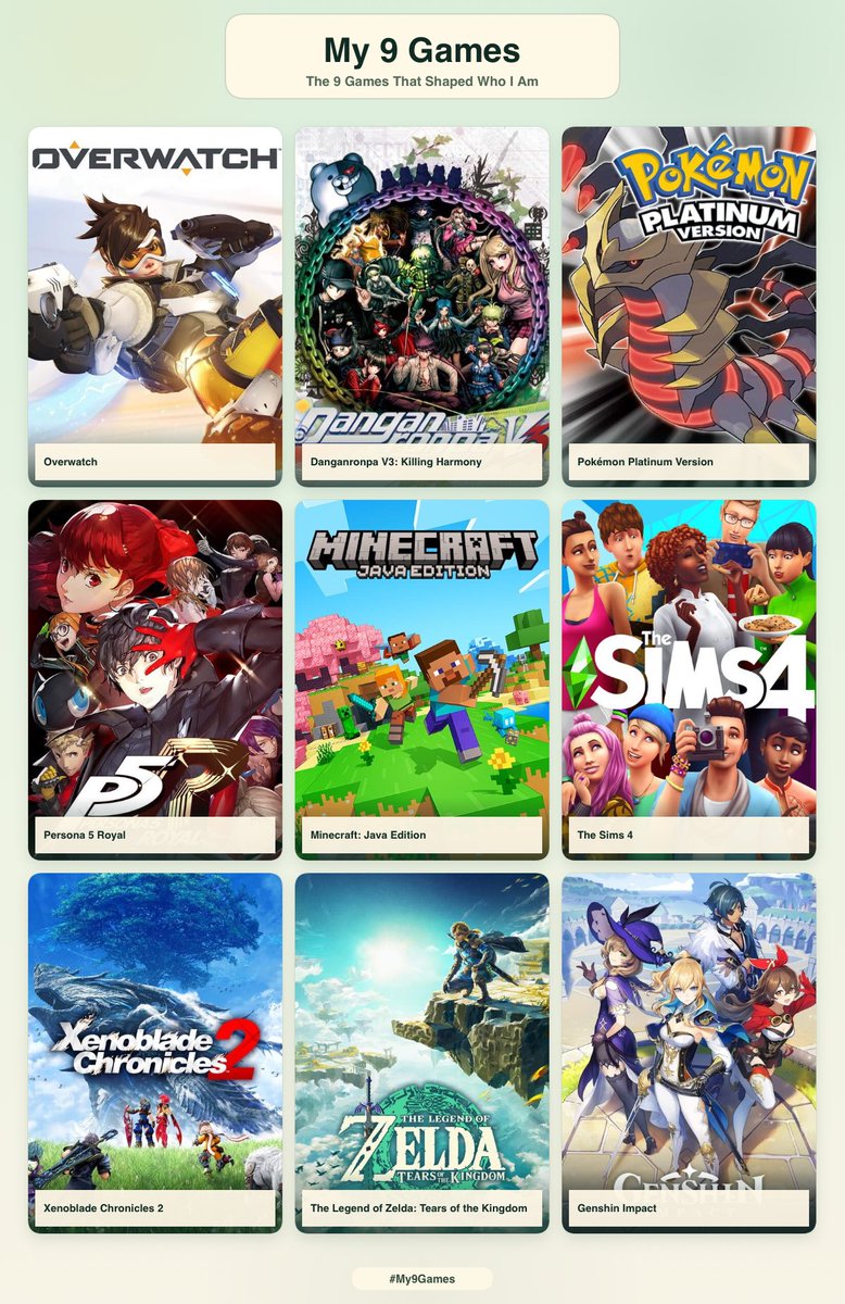 MiKikone's tweet photo. Me + the 9 games that defined my life :> https://t.co/by7qB34hGp