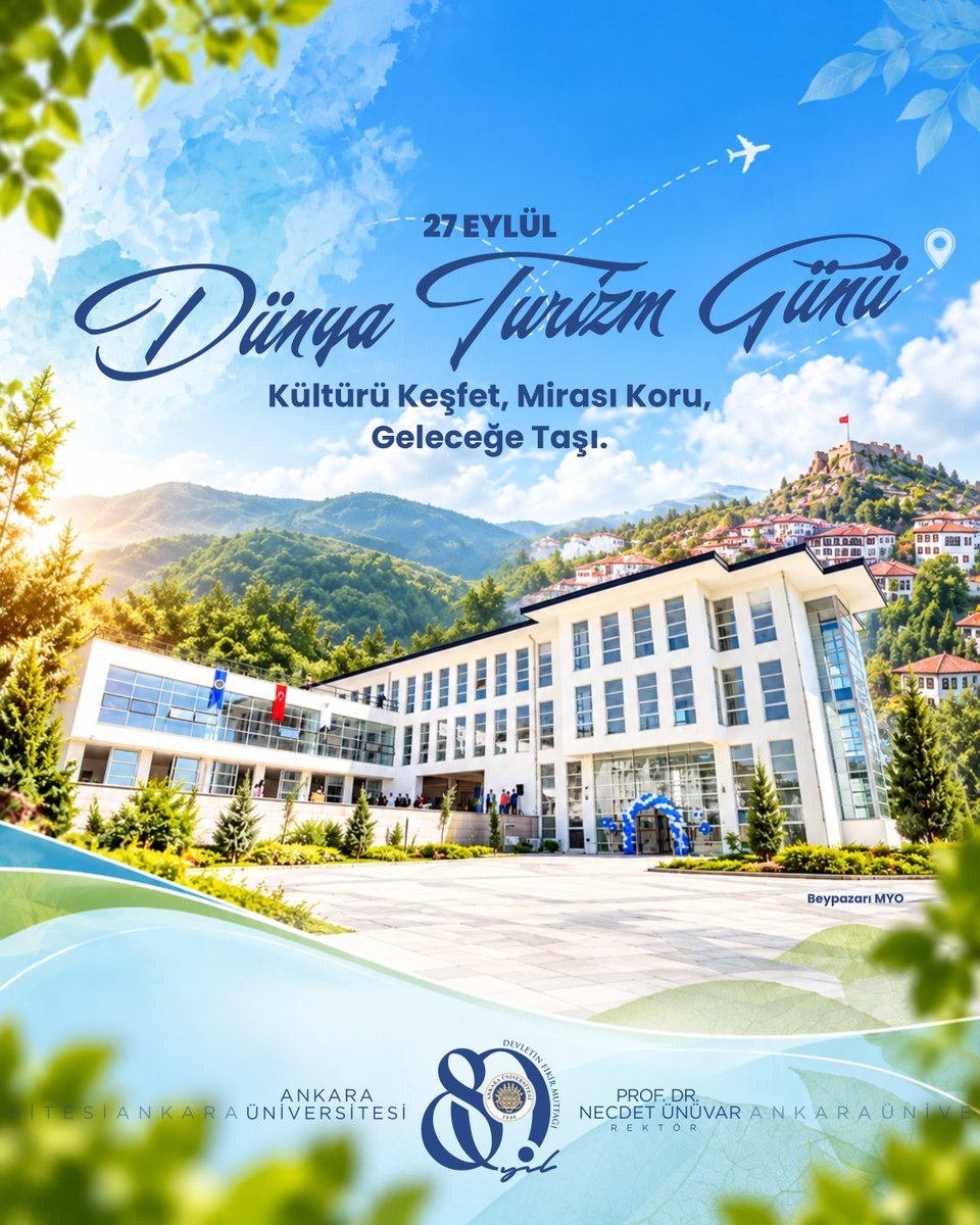 AnkaraUni's tweet photo. 🔵 27 Eylül Dünya Turizm Günü
Kültürü keşfet, mirası koru, geleceğe taşı! 🌍✈️ https://t.co/DnrmK8Ernh