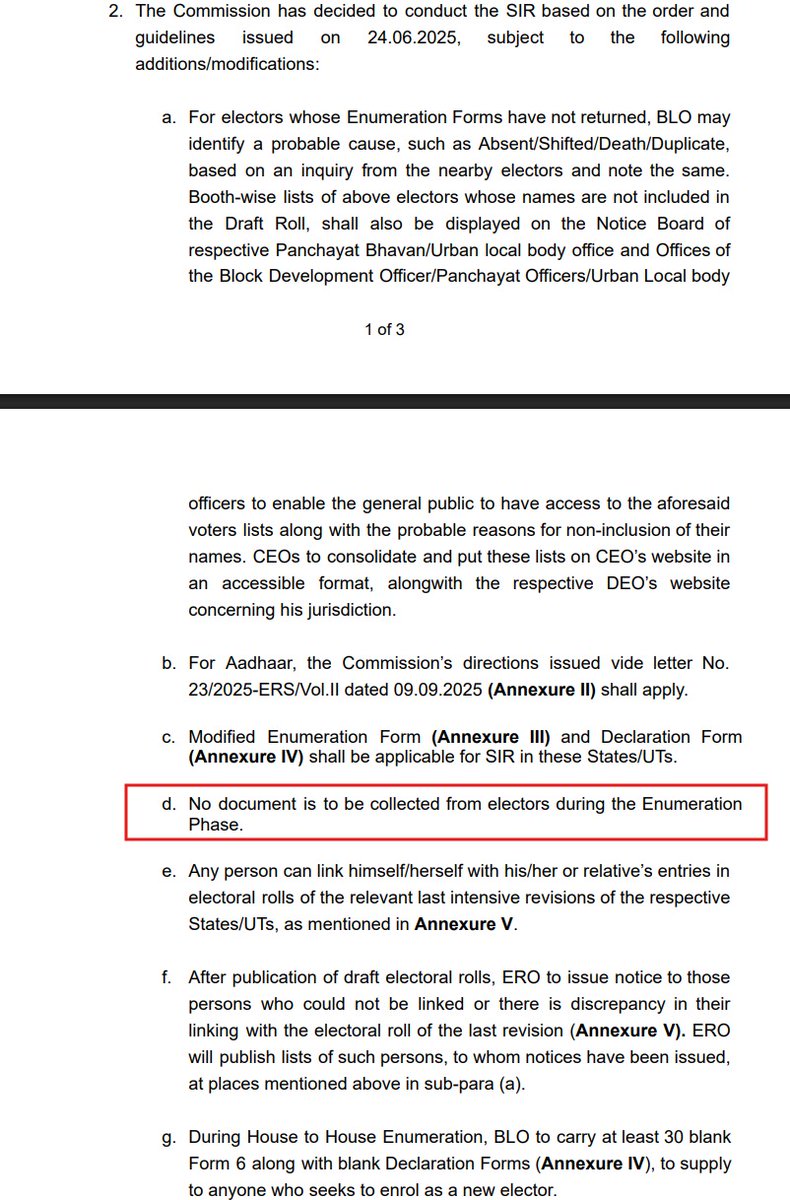 sanjg2k1's tweet photo. Press release by @SpokespersonECI almost fully corroborates the investigative report by @RitikaChopra__ and @DaminiNath in the @IndianExpress. For anyone tracking the legal and administrative nuances, this comes as no surprise. But it is baffling to see that some zealots still find this press statement a vindication of the CEC and other ECs. Here is part 1 of the factual, administrative, and legal position regarding the points raised in the ECI's press note:

✅First and foremost, does it require an IIT Professor to tell the Commission as to what statutory powers are vested in EROs, DEOs, CEO and ECI?  The ECINET Portal was illegally centralised, even if for varying durations, and I know it from the horse's mouth! Did the other two ECs concur with this decision? Answer is no. The last line of point (iv) is particularly telling. 

✅And look at point number (vi). So, agenda will be circulated and minutes will be issued now onwards? Was this not already being followed as a matter of standard and fair administrative practice all along?

✅ Making matters worse, during the SIR since 2025, the preparatory timelines was compressed from 74 in 2002-03 days down to just 6 days, leaving field officers with rushed, & inadequate training. The ECI should have listened to the early warning signs and feedback from its own ground staff and reversed this decision months ago at least after administrative fiasco in Bihar, instead of waiting until an Indian Express investigation and wrath of 'VIPs'  pushed them to the wall.

✅ After not letting Special Summary Revision take place since January 2024 as reported by @anubhutivishnoi  of @EconomicTimes, Gyanesh Kumar CEC seems to have now relented under public pressure as per point no. 2 of the Press Note.

✅ I have continuously questioned the bizarre administrative decision to dump the entire burden of voter mapping onto the citizens (with a glitchy web interface) while abdicating the rest of the verification process to automated machines for issuing mass notices. This automated purge would have gone completely unchecked if 'VIPs' in the national capital hadn't started receiving these notices themselves. 

Now, there appears to have been a belated realisation of a major faux pas, and the onus is being shifted to the BLOs. But why was this not done right from the outset - saving everyone’s time and effort and, more importantly, avoiding unnecessary harassment of genuine voters?

The irony is that the BLOs, most of whom are teachers, will now have to return to the field and undertake this exercise, requiring far more time and effort than would have been necessary had this important verification been incorporated into the original house-to-house survey. @vijaita has rightly highlighted this aspect. 

Let's dig this aspect deeper:

1⃣ Point number 2(d) of the ECI circular 14.05.2026 on SIR in 19 States and UTs prohibits collection of any document during the Enumeration Phase. So, an earlier directive of not collecting one of the 11/12 documents, for the unmapped electors or those having discrepancies with SIR 2002-03 was reiterated in unequivocal terms exacerbating the mess further.

2⃣ Instead of allowing the BLO to apply his/her own judgment during the second round of house-to-house visits - after assessing the nature and extent of the mismatch with the SIR 2002–03 records, or the circumstances underlying a so-called “logical discrepancy” - the process appears to have been left largely to the computerised system. Thus, if “S.S. Sandhu” happened to be recorded as “Sukhbir Singh Sandhu” during the 2002–03 SIR, the system automatically generated a notice! Singular differences triggered the rejection instead of seeing the voter data holistically.

3⃣  And so did several millions in Delhi and crores in the entire nation. An alarmingly large part of the electorate was thus driven to completely unnecessary chaos.

One hopes that the legal eagles like @KapilSibal @Mukul_Rohatgi Harish Salve @_YogendraYadav  et al and serious journalists like @sardesairajdeep @RitikaChopra__ @dhanyarajendran @BDUTT  will continue to follow this issue of paramount importance to the nation.