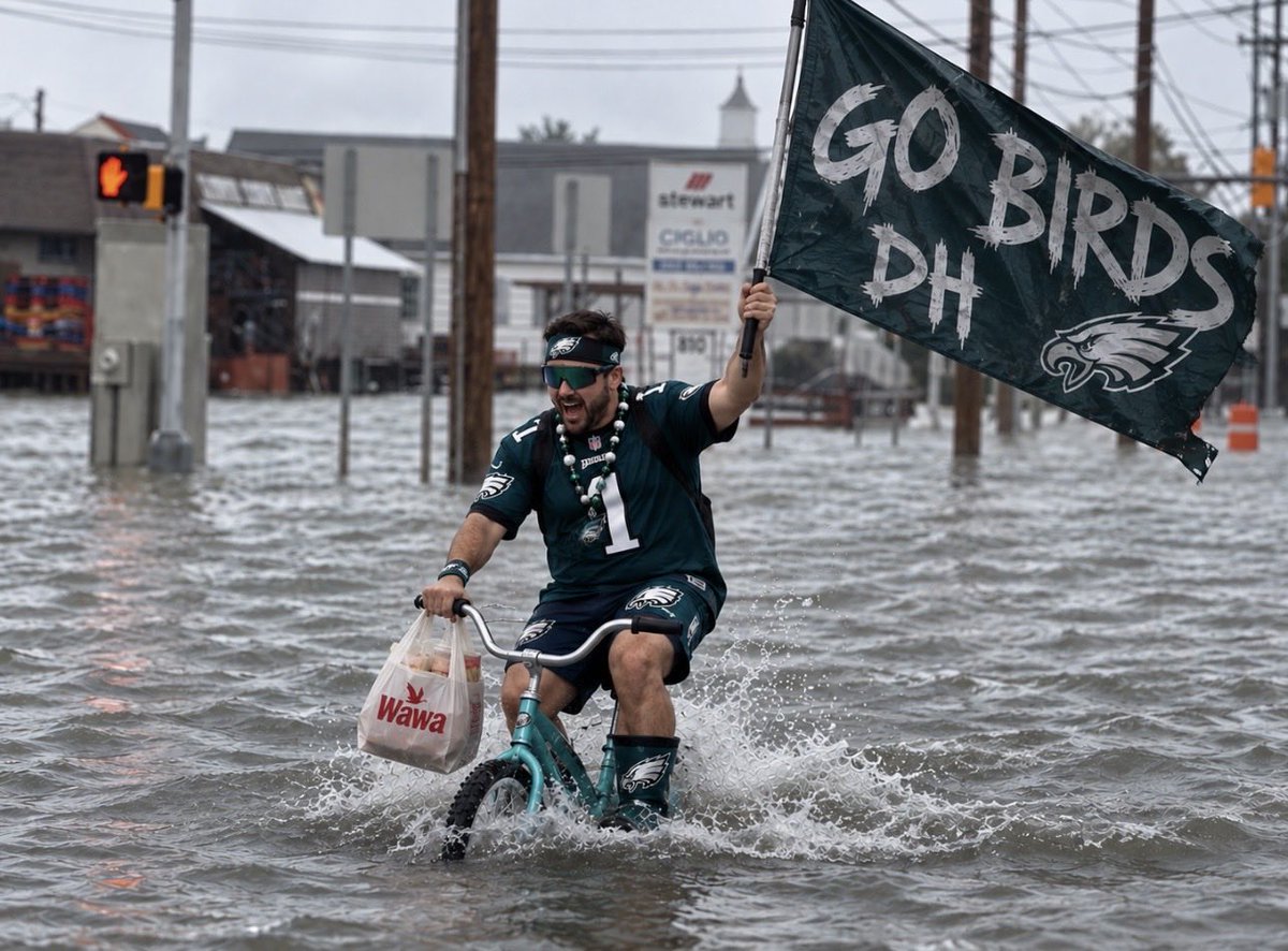 CooperDeJawn3's tweet photo. Not all heroes wear capes. Some wear Eagles jerseys and carry Wawa bags 🦅 https://t.co/qj8oknBC11
