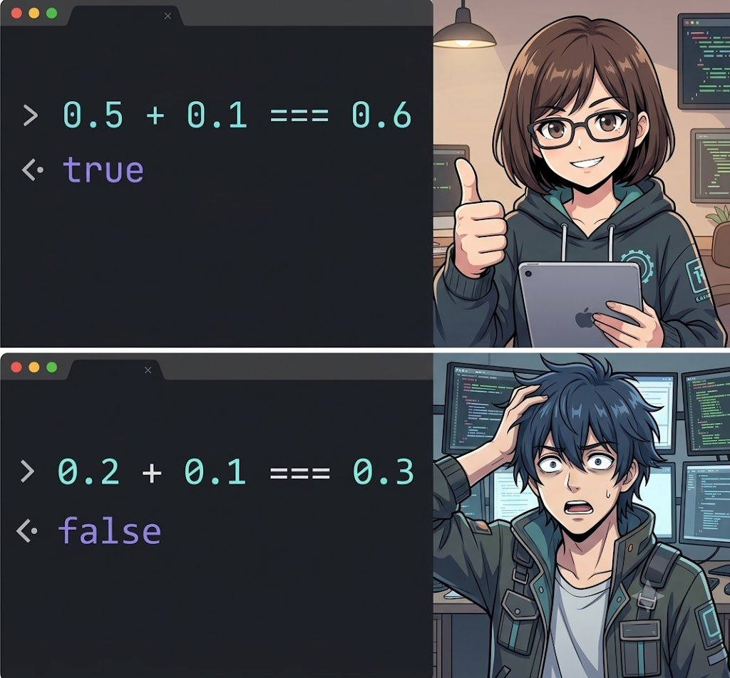 javascript_fan's tweet photo. Floating point be like... https://t.co/TPKmRMXqjT