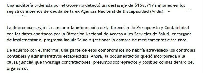 MartnPeiretti1's tweet photo. 🟥✅⚠️ Esto quisieron tapar durante toda la semana los periodistas perritos falderos de Milei al atacar a la jueza, que la AGN hizo una auditoría en Andis(Agencia de Discapacidad), y faltan $158.717 millones, sí, Karina Milei y sus socios les robaron a los discapacitados. https://t.co/VBRkDhUWQQ
