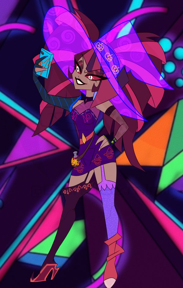 DarkJazmin11's tweet photo. Neon Yōkai.
The Collection is officially finished! I've put so much love into these designs.The characters are ready for spooky season. Which look is your absolute favorite? Full character version breakdowns and details in the replies. #HazbinHotel #Alastor #Charlie #AngelDust https://t.co/5PLcL99sfp