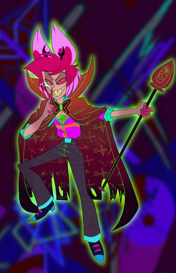 DarkJazmin11's tweet photo. Neon Yōkai.
The Collection is officially finished! I've put so much love into these designs.The characters are ready for spooky season. Which look is your absolute favorite? Full character version breakdowns and details in the replies. #HazbinHotel #Alastor #Charlie #AngelDust https://t.co/5PLcL99sfp