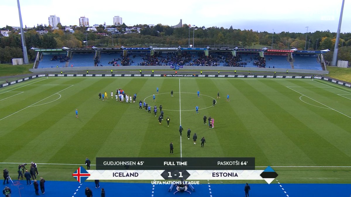 FCOneFootball's tweet photo. ๐ FULLTIME
๐ฎ๐ธ Iceland 1-1 Estonia ๐ช๐ช
โช๏ธ Iceland and Estonia battled out a competitive draw to pick up a point apiece on Matchday 1.
#NationsLeague #ICEEST https://t.co/uZY4MY59yI