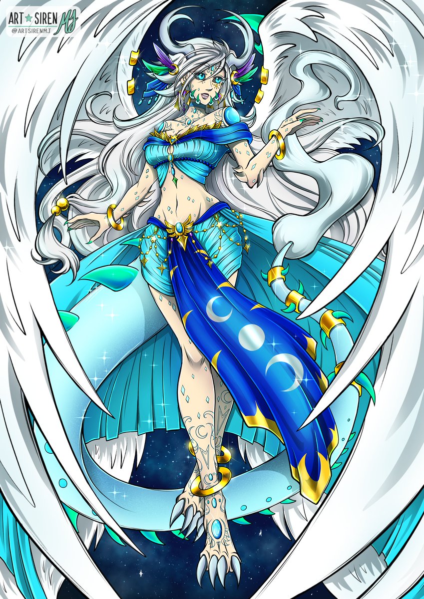 ArtSirenMJ's tweet photo. 🩵Commissioned by FantasyShadowDragon on DA ! Her BEAUTIFUL OC, Luna! 🩵She took quite some time to draw with all those details, but she was a lot of fun, she's so stunning! I hope I can draw her again, soon! Thank you so much for bringing her to me, Fantasy! https://t.co/begdFJkToj
