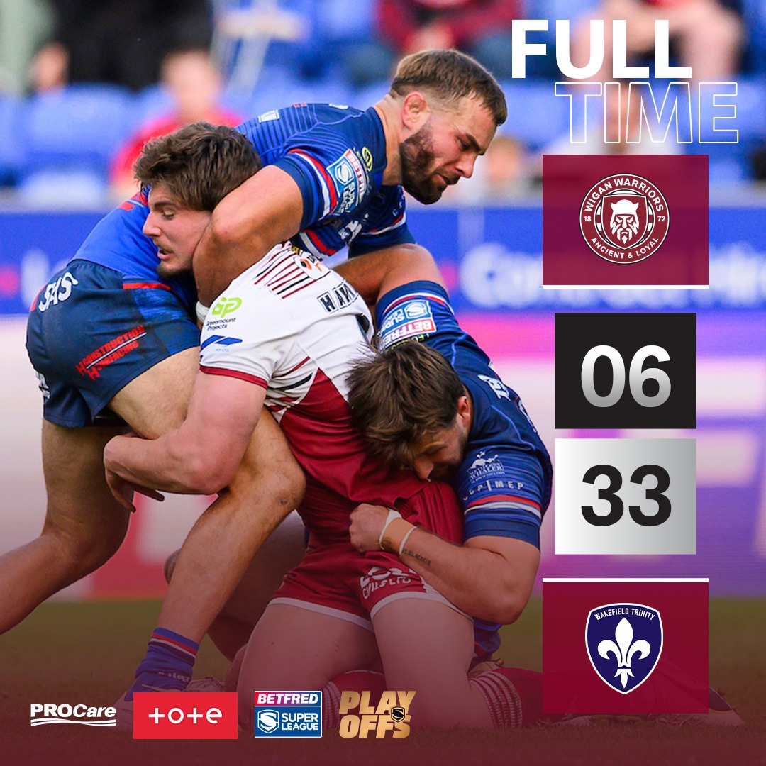 WiganWarriorsRL's tweet photo. Our season ends in the Play-Off Semi-Final. 

@PROCareltd | #WWRL #SLWIGWAK https://t.co/eUBwq1Ep2U