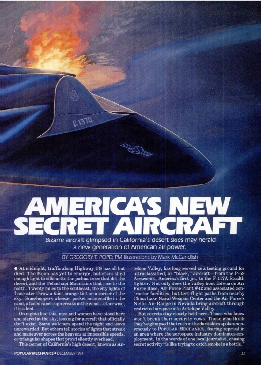 Poddubitskaya07's tweet photo. America's New Secret Aircraft by Gregory T. Pope 1991

#tr3b #tr3a #uap #arv #electrogravitics #quantumvacuum #schwingerlimit https://t.co/kCk7cHhq9L
