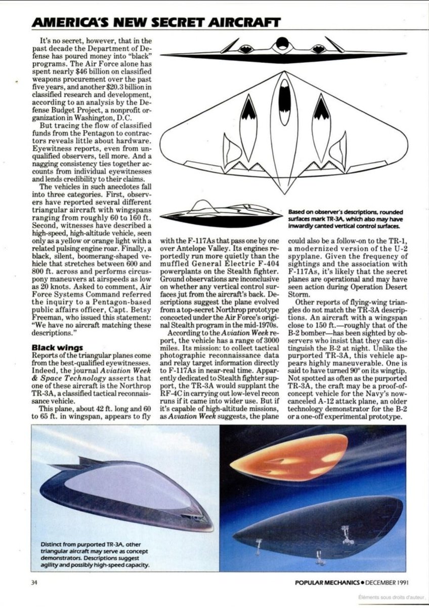 Poddubitskaya07's tweet photo. America's New Secret Aircraft by Gregory T. Pope 1991

#tr3b #tr3a #uap #arv #electrogravitics #quantumvacuum #schwingerlimit https://t.co/kCk7cHhq9L