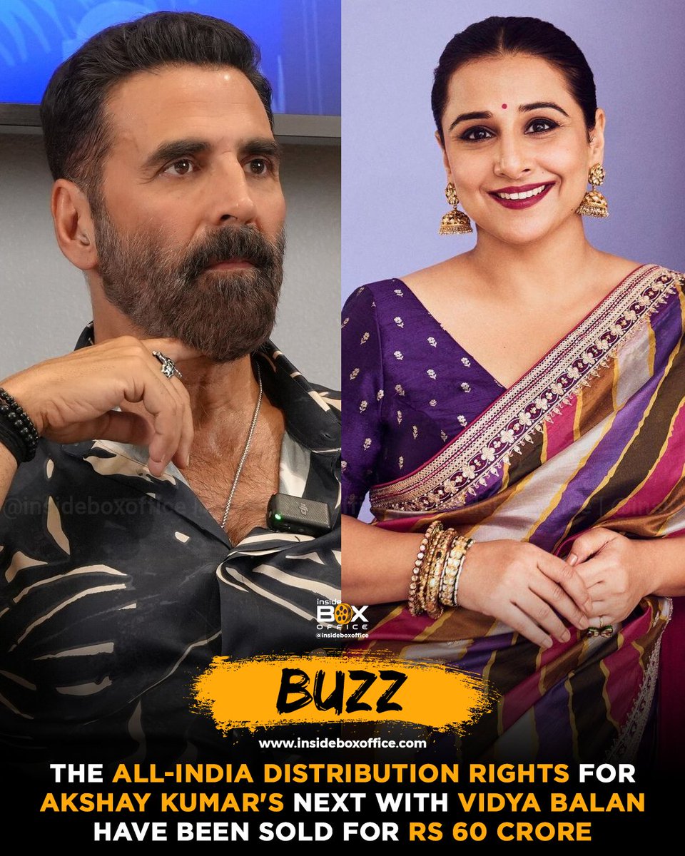 InsideBoxOffice's tweet photo. According to the latest reports, #PVRINOX has bought the all-India distribution rights of #AkshayKumar's next film with #VidyaBalan and director Anees Bazmee for Rs 60 crore.

This is an advance deal done on commission basis. With this price of distribution rights, this upcoming comedy film would break-even on a collection of around Rs 130 crore mark.

Meanwhile, the release date of this Akshay Kumar starrer is not locked yet.