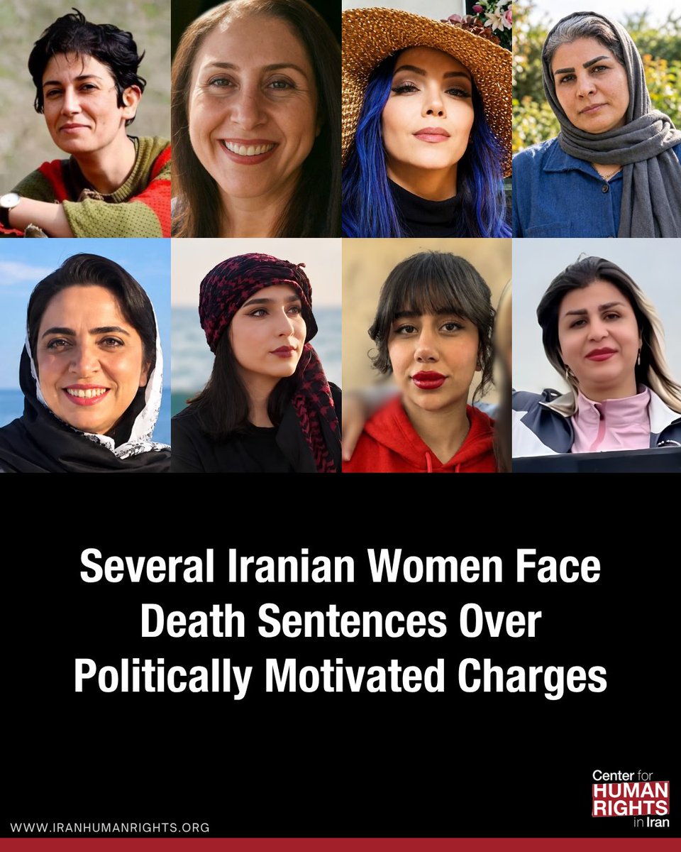 ICHRI's tweet photo. 🧵 Several Iranian women, including protesters, students, &amp; mothers, are facing death sentences in cases marked by serious due process violations and politically motivated charges.

Their cases highlight the continuing use of the death penalty as a tool of repression in Iran. ⬇️ https://t.co/3mATPHtsGb