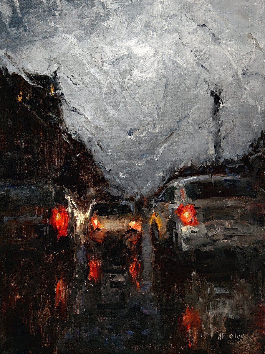 kznsq's tweet photo. "Unsteady Evening" - my oil painting https://t.co/E40Zn87K89
