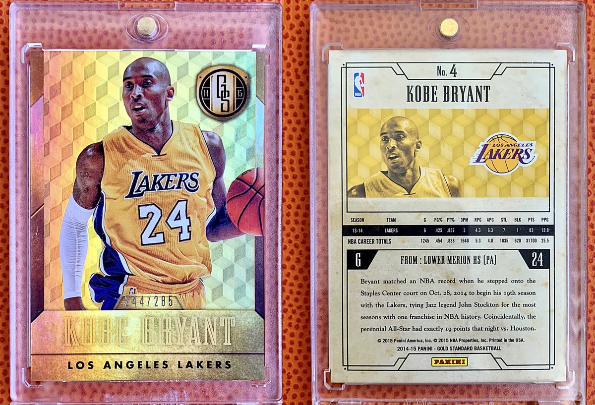 3pointGeek's tweet photo. Todayβs #KobePCShowcase!
2014-15 Panini Gold Standard #4A Yellow Jersey Variation S|N to /285
#NFS #KobeBean #MambaForLife #LakerLegend https://t.co/qrVNu7tJhk