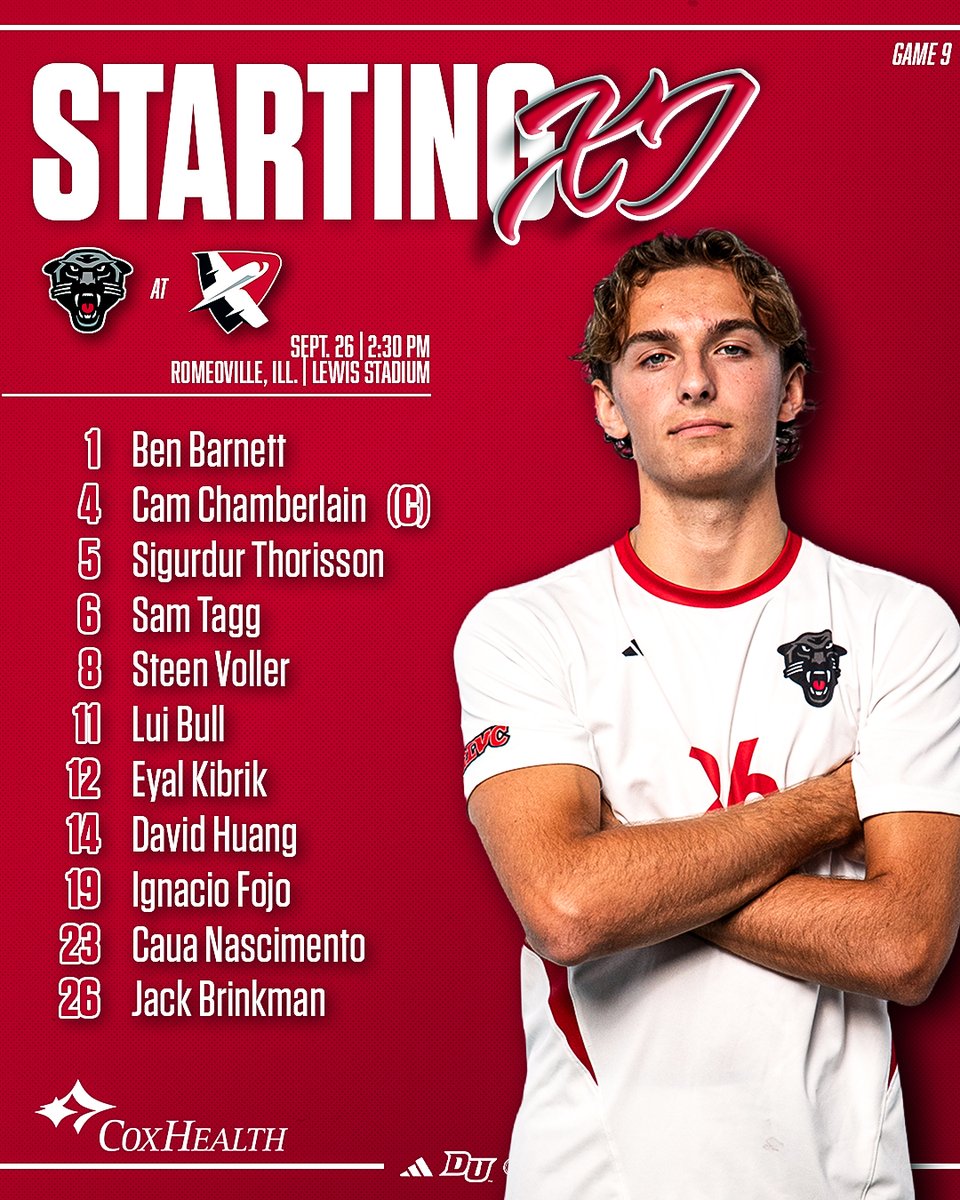 DUMensSoccer's tweet photo. Today's Starting XI 🔥

#OneDrury | #WillToWin https://t.co/nJWgTnKLIB