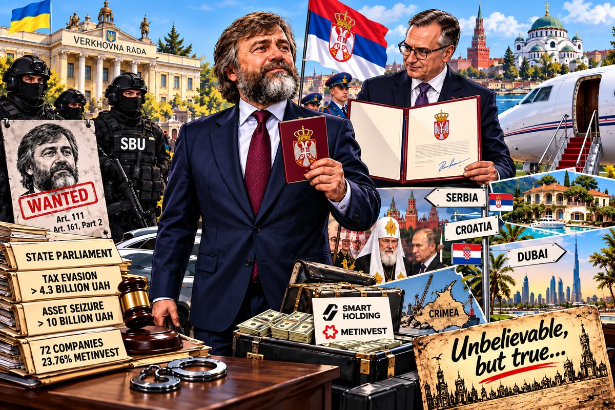 n_no_f_eu's tweet photo. #Serbia Grants Citizenship to Fugitive Ukrainian Tycoon Vadym #Novynsky, Wanted for High Treason

Vadym #Novynsky has been granted Serbian citizenship via an expedited procedure as a foreign national whose naturalization was deemed to align with the "national interests of the Republic of Serbia." The decree was signed by Prime Minister Đuro #Macut and published in the official gazette Službeni glasnik.

Novynsky, previously a Russian citizen, was granted Ukrainian citizenship in 2012 by executive decree under Viktor #Yanukovych for "distinguished services to Ukraine." He subsequently built one of Ukraine's largest industrial empires, controlling Smart Holding, holding a 23.76% stake in #Metinvest, and managing extensive assets across metallurgy, mining, energy, and real estate, with a net worth estimated at $1.2 billion. He served as a Member of Parliament across the VII–IX convocations for the Party of Regions and Opposition Bloc and holds the rank of protodeacon in the Ukrainian Orthodox Church (UOC-MP).

In January 2025, the Security Service of Ukraine (#SBU) and the State Bureau of Investigation (#SBI) issued an in absentia notice of suspicion against Novynsky for high treason and incitement of religious hatred under Articles 111 and 161 of the Criminal Code of Ukraine. Law enforcement alleges that since 2014, Novynsky advanced Kremlin narratives, maintained direct contact with Patriarch #Kirill, served as a key conduit for Russian Orthodox Church influence in Ukraine, and leveraged religious networks to disseminate propaganda. A Ukrainian court subsequently issued an in absentia arrest warrant and placed him on the wanted list.

Following Russia's full-scale invasion, Novynsky resigned his parliamentary seat and fled Ukraine. Since August 2023, he resided in Croatia under temporary protection, registering his residence at a newly acquired €10.5 million estate near Zagreb.

Concurrently, Ukrainian authorities moved to dismantle his asset base:

Asset Seizures & Sanctions: National Security and Defense Council (#NSDC) sanctions led to the court-ordered seizure of assets exceeding 10 billion UAH, alongside corporate rights in dozens of firms, including Smart Holding entities and his 23.76% holding in Metinvest.

Trust Restructuring & Crimean Holdings: Following sanctions, Smart Holding ownership was transferred to Cyprus-based Smart Trust and Step Trust, though the Ministry of Justice subsequently annulled beneficiary changes for several subsidiaries. Investigations also targeted legacy Smart Holding operations in occupied Crimea—specifically the Balaklava Mining Administration—which continued operating and conducting transactions with Russian counterparties post-annexation. Novynsky has denied all allegations of assisting Russian structures.

Tax Evasion Inquiry: Ukrainian law enforcement is separately investigating Novynsky for over 4.3 billion UAH in alleged tax evasion, asserting he failed to declare over 25 billion UAH in offshore investment profits after acquiring Ukrainian tax residency.

Against this backdrop, Belgrade granted Novynsky citizenship under "national interest" provisions frequently utilized for wealthy foreign nationals and sanctioned individuals. The Serbian passport provides Novynsky with new legal standing in a nation benefiting from visa-free access to the Schengen Area, even as he remains wanted in Ukraine under treason charges and subject to multi-billion-hryvnia asset freezes.

Unbelievable, but true…

https://t.co/5EtTyTDa3z