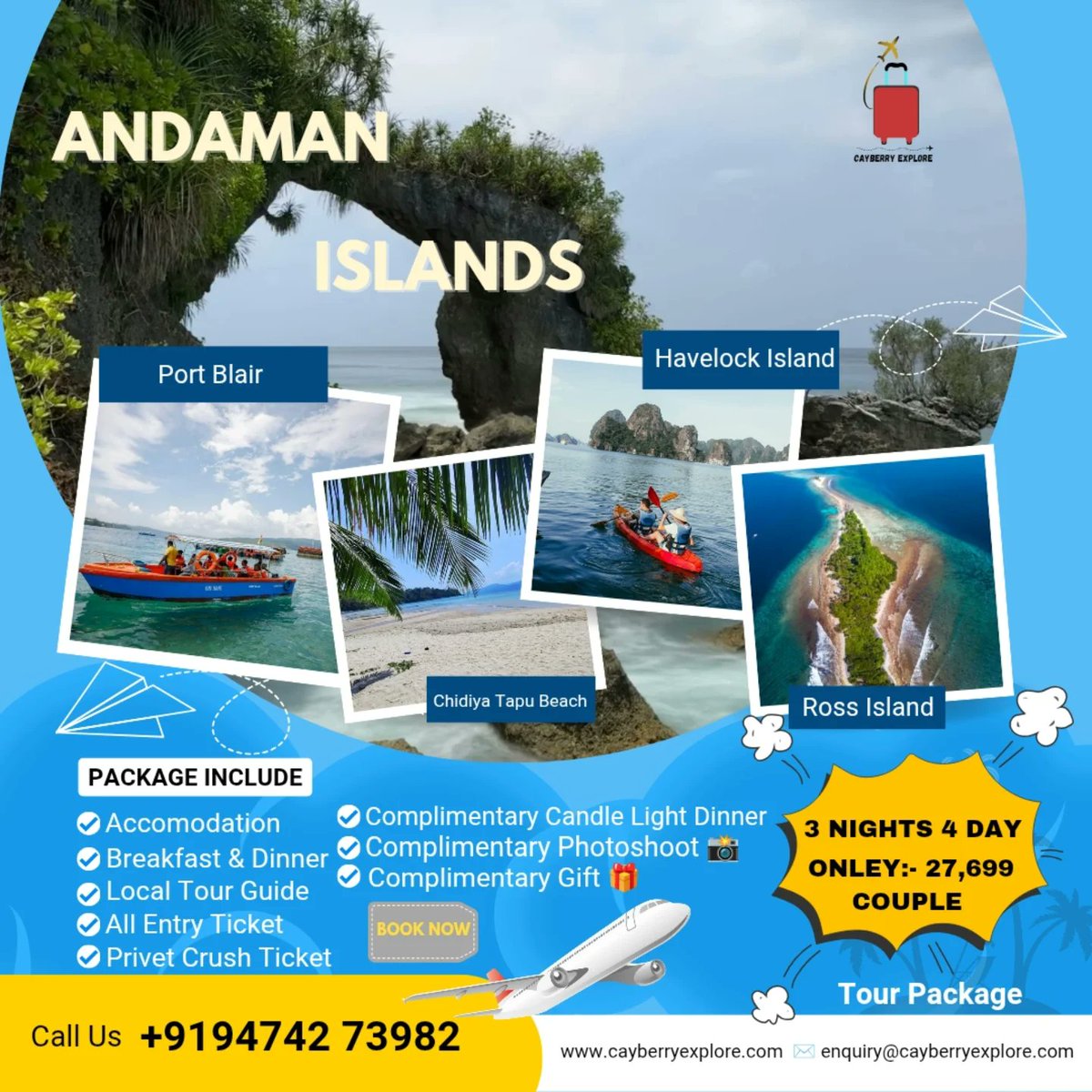 elliethompsongv's tweet photo. Book your dream Andaman Islands getaway with CayBerry Explore for ₹27, 699 per couple for 3 nights and 4 days. Includes Port Blair, Havelock and Ross Island, accommodation, meals, cruise and speedboat tickets, entry fees, candlelight dinner, https://t.co/UdjuHZoDiH