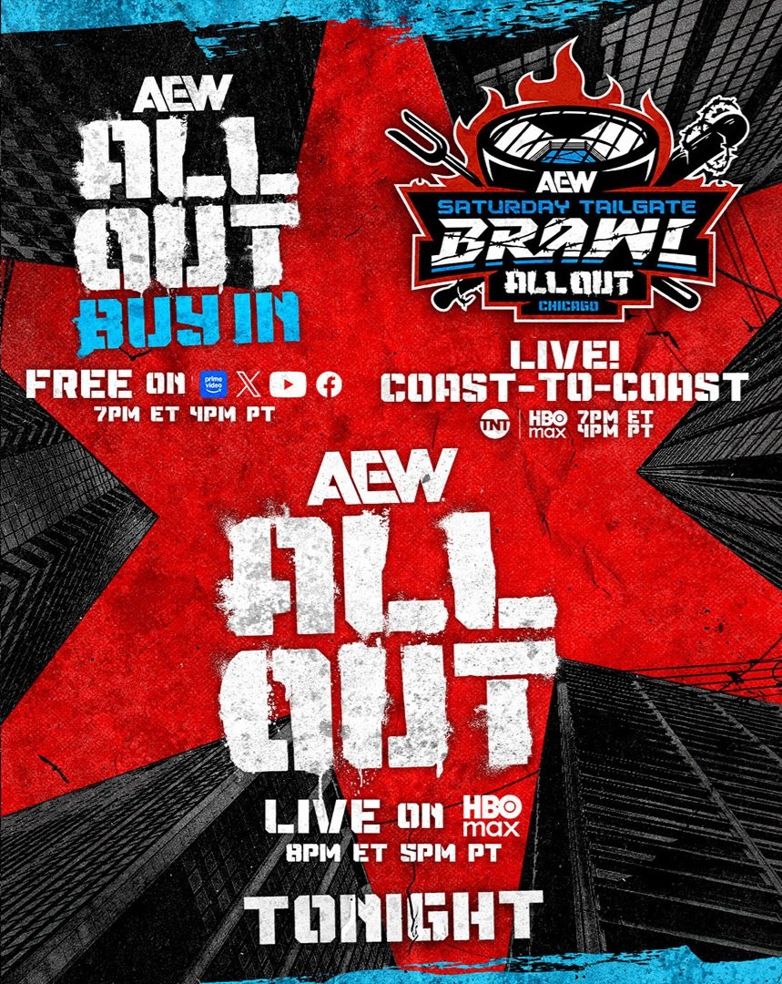 AustinCreedWins's tweet photo. TONIGHT! We defend the trios titles against Hangman and Brodito @ #AEWAllOut 

Before then #AEWTailgateBrawl is LIVE at 7pm ET / 6pm CT / 4pm PT on TNT &amp; HBO max! https://t.co/pvWqy5e4xi