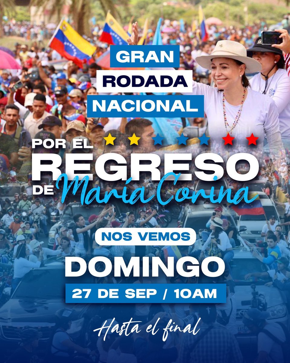 anitico's tweet photo. Vamos todos a montar la fiesta y celebrar por el regreso de la nobel de la paz @MariaCorinaYA nuestra lider y conductora de grandes batallas. NOTA: NO SE ACEPTAN DELINCUENTES NI LADRONES DEL NARCO RÉGIMEN. https://t.co/c4vrmJLpXg