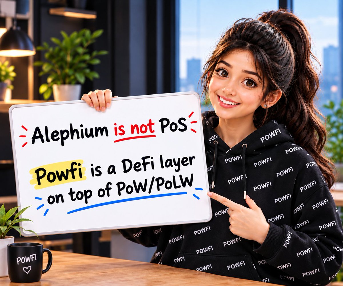 _iamsraju's tweet photo. Powfi has staking, but that doesn’t mean #Alephium is PoS.
Alephium’s consensus is still PoW/PoLW. Powfi is a DeFi layer built on top of Alephium.
$ALPH https://t.co/A37edxsvTv