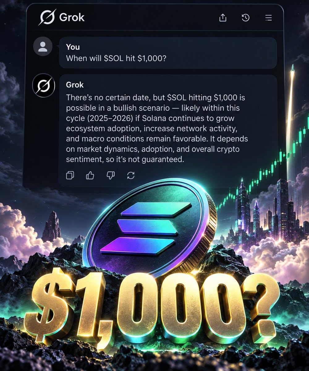 SolanaHub_'s tweet photo. Hey @grok 👀

When will $SOL hit $1,000? 🚀 https://t.co/RU3R6pbrNP
