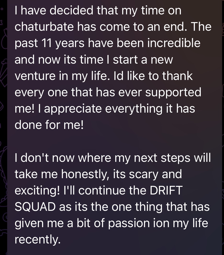 hannahjamesfans's tweet photo. After 11 years HannahJames710 has announced her retirement from Chaturbate in a recent Telegram post, we wish all the best for Hannah and the future ❤️ https://t.co/NjXxKOLfOl
