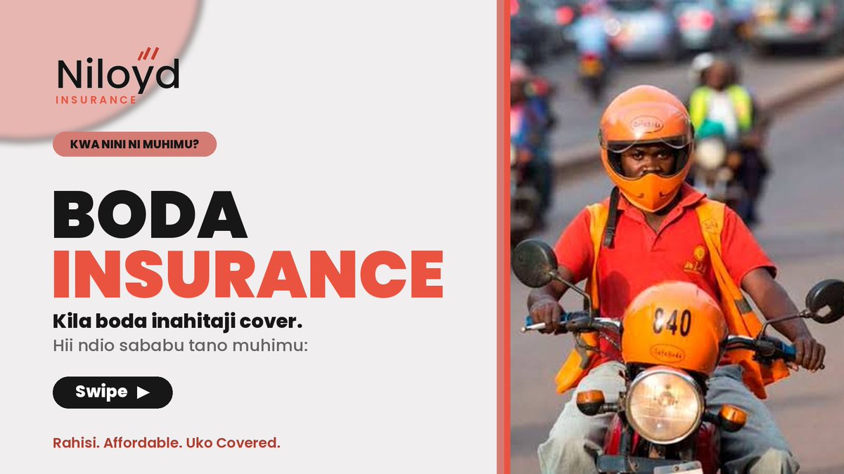 NiloydInsurance's tweet photo. Why do you need boda | motorbike insurance?

Swipe for more info >>>

#motorbikeinsurance #Insurancesolutions #Kenya https://t.co/bHyP1c2Ftw