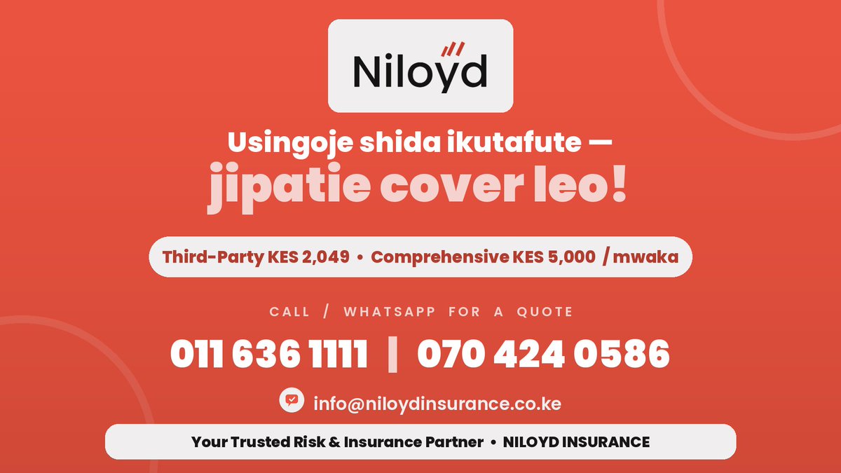 NiloydInsurance's tweet photo. Why do you need boda | motorbike insurance?

Swipe for more info >>>

#motorbikeinsurance #Insurancesolutions #Kenya https://t.co/bHyP1c2Ftw