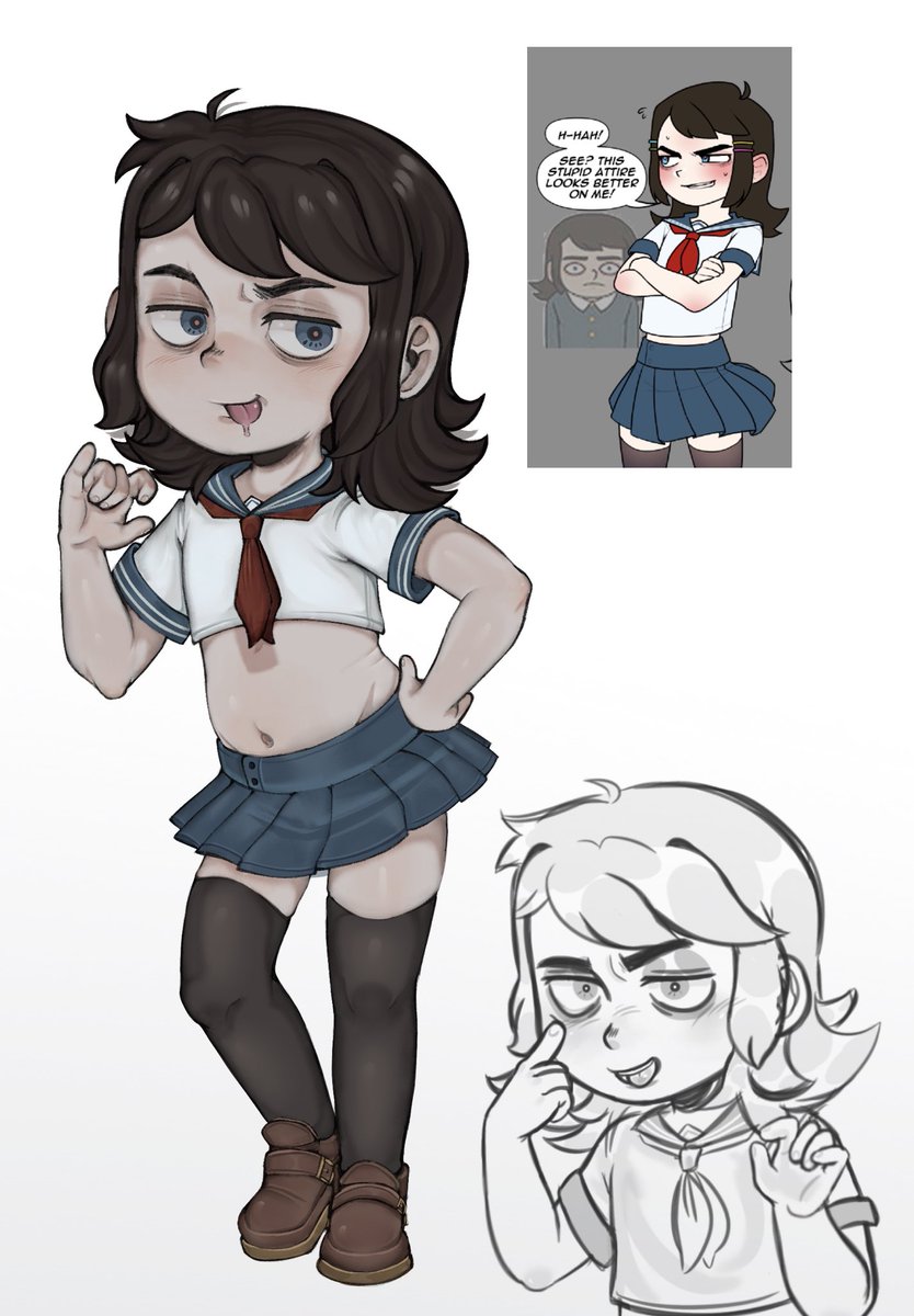 may9w1p's tweet photo. I really loved Abaddon in this outfit….

Credit for the idea (and the drawing in the corner): @kitsu12xie12 

#HauntelHotelAbaddon #hauntedhotel https://t.co/AoobMOEq64