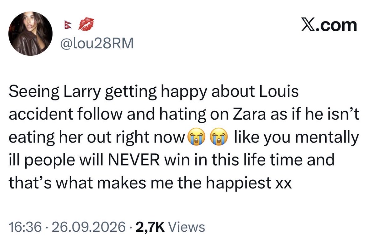 alwayshadlouis's tweet photo. “larries don’t care about his music, they only fetishize the ship”
meanwhile solos: https://t.co/5hUZPe7Oc0